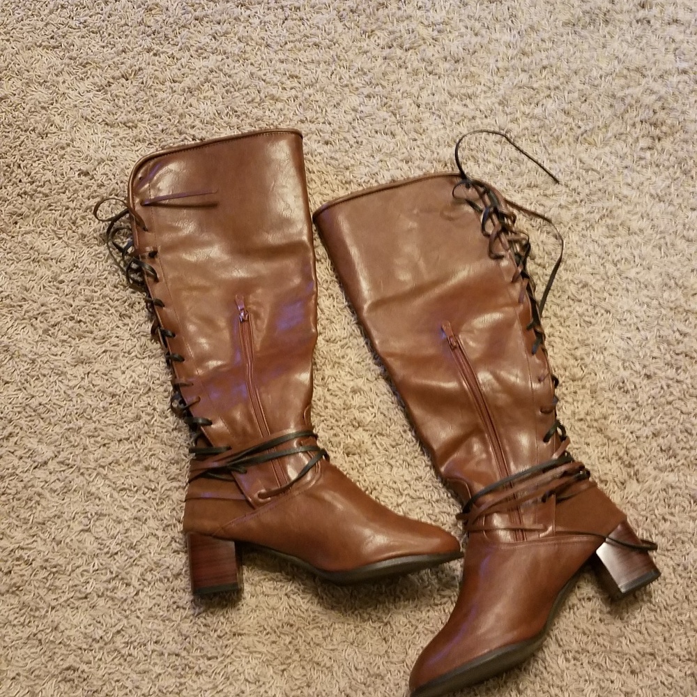 Tall lace up boots